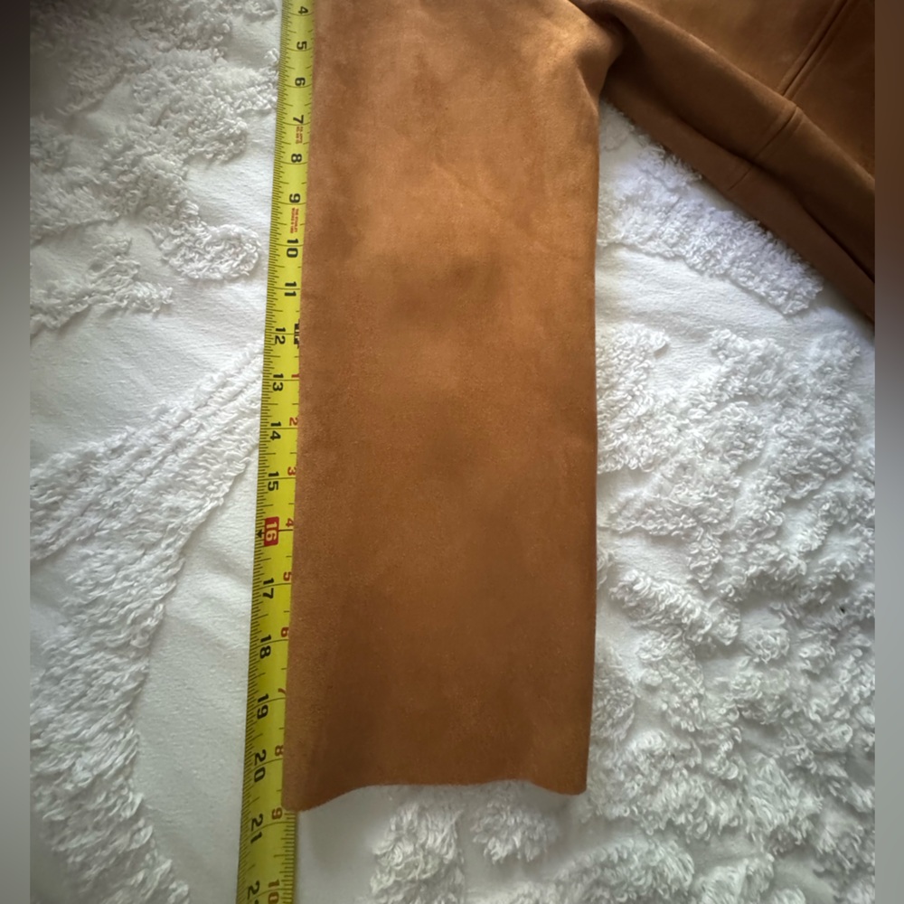 Zara Ladies Coat Faux Suede Sheepskin Shearling  Fur Lightweight Tan Cream  S - Picture 14 of 16
